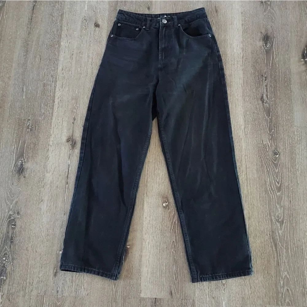 Boohoo Black Wide Leg High Rise Jeans Size 6